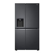 LG 635L Side by Side (Matte Black Stainless Steel), Jään ja veden annostelija, Energialuokka F, Vesi/jää vesijohtoliitännällä, Smart Diagnosis™ - Wi-Fi-yhteys, Front View, GSLV70MCTM, thumbnail 1