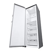 LG 324L Vapaasti seisova pakastin (Shiny Steel) - Energialuokka D, Total No Frost, Express Freeze, Perspektiivinäkymä oikealta avoinna, GFT41PZGSF, thumbnail 9