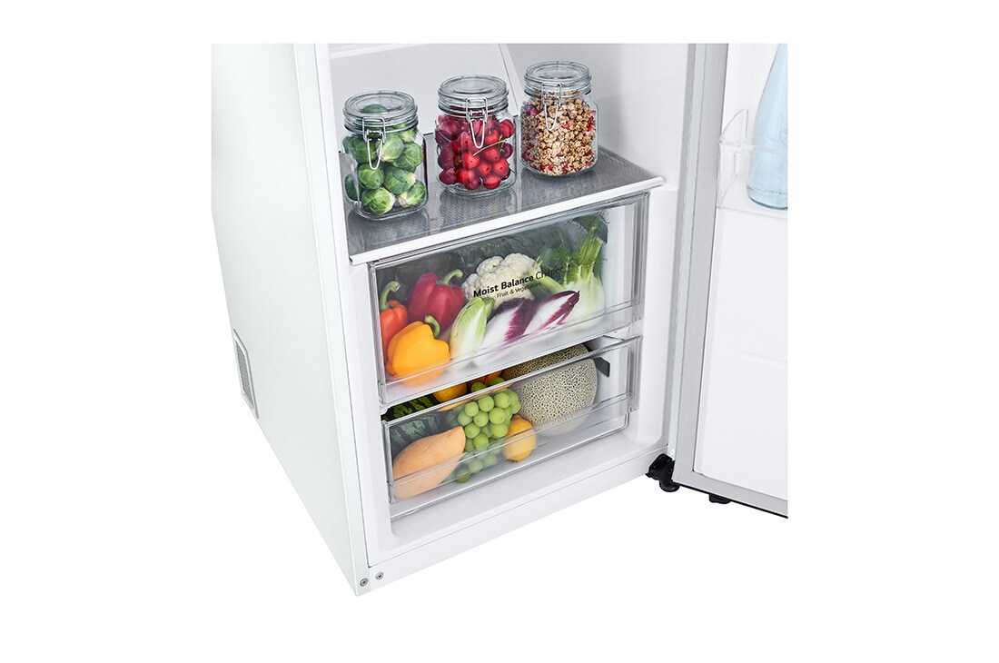 LG 386L Vapaasti seisova jääkaappi (Valkoinen) - Energialuokka D, Door Cooling™, LINEARCooling™, Moist Balance Crisper™, Etupuoli avoinna, GLT51SWGSF, thumbnail 2