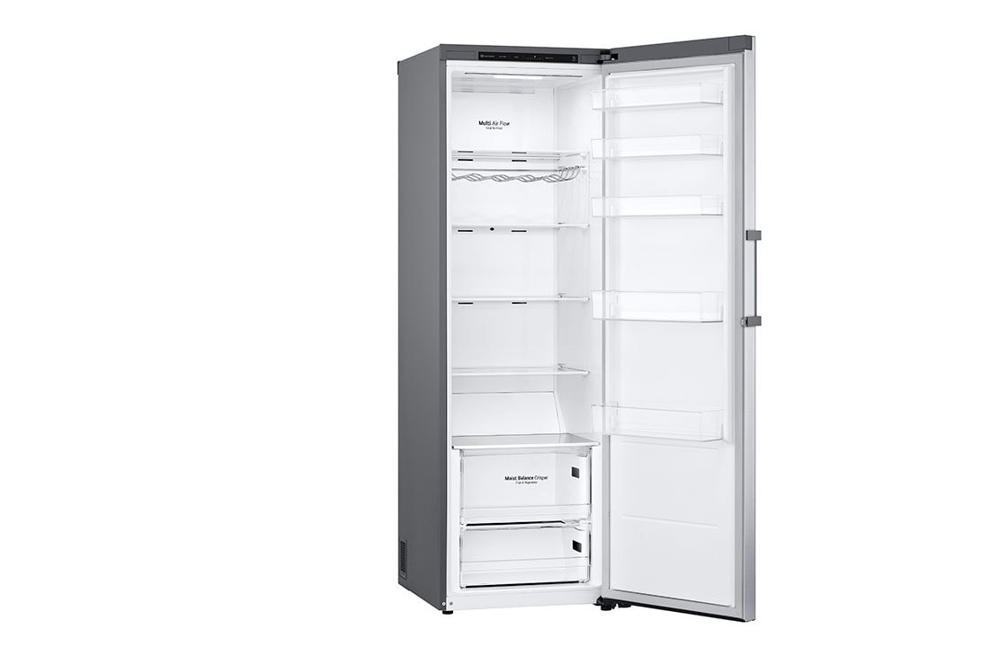 LG 386L Vapaasti seisova jääkaappi (Shiny Steel) - Energialuokka D, Door Cooling™, LINEARCooling™, Moist Balance Crisper™, Left Side Door Open without Food view, GLT51PZGSF, thumbnail 9