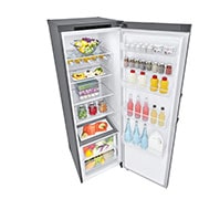LG 386L Vapaasti seisova jääkaappi (Shiny Steel) - Energialuokka D, Door Cooling™, LINEARCooling™, Moist Balance Crisper™, Top Left Door Open with Food view, GLT51PZGSF, thumbnail 10