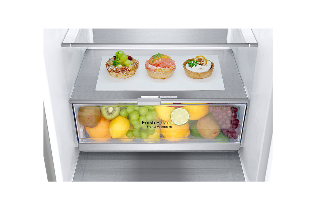 LG 2.03M 381L Jääkaappipakastimet (Metal Sorbet) - Energialuokka A (A-20%), Nature Fresh, Door Cooling⁺™ ja Smart Diagnosis™, Drawer with food, GBB92MBB3P, thumbnail 3
