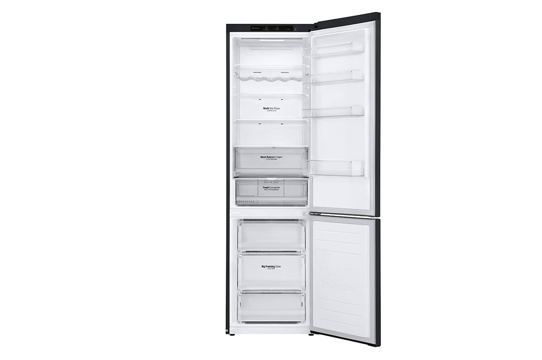 LG 2.03M 384L Jääkaappipakastimet(Matte Black Stainless Steel) - Energialuokka C, Nature Fresh, Door Cooling+™ ja Smart Diagnosis™, _Front All Open, GBB62MCGGN, thumbnail 3