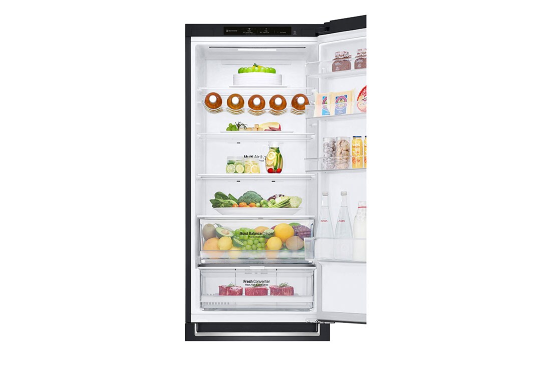 LG 2.03M 384L Jääkaappipakastimet(Matte Black Stainless Steel) - Energialuokka C, Nature Fresh, Door Cooling+™ ja Smart Diagnosis™, Duct with food, GBB62MCGGN, thumbnail 7