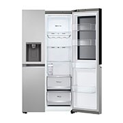 LG 635L InstaView™ Side by Side (Prime Silver), Energialuokka E, Vesi/jää ilman vesijohtoliitäntää, Smart Diagnosis™ kanssa Wi-Fi, _Front Right door Open with Food, GSGV81PYLL, thumbnail 13