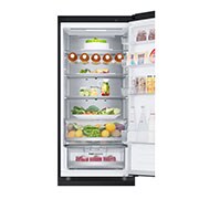 LG 2.03M 387L Jääkaappipakastimet (Matte Black) - Energialuokka C, Door Cooling™ ja Smart Diagnosis™ ja Wi-Fi, top door open, GBV5250CEP, thumbnail 10