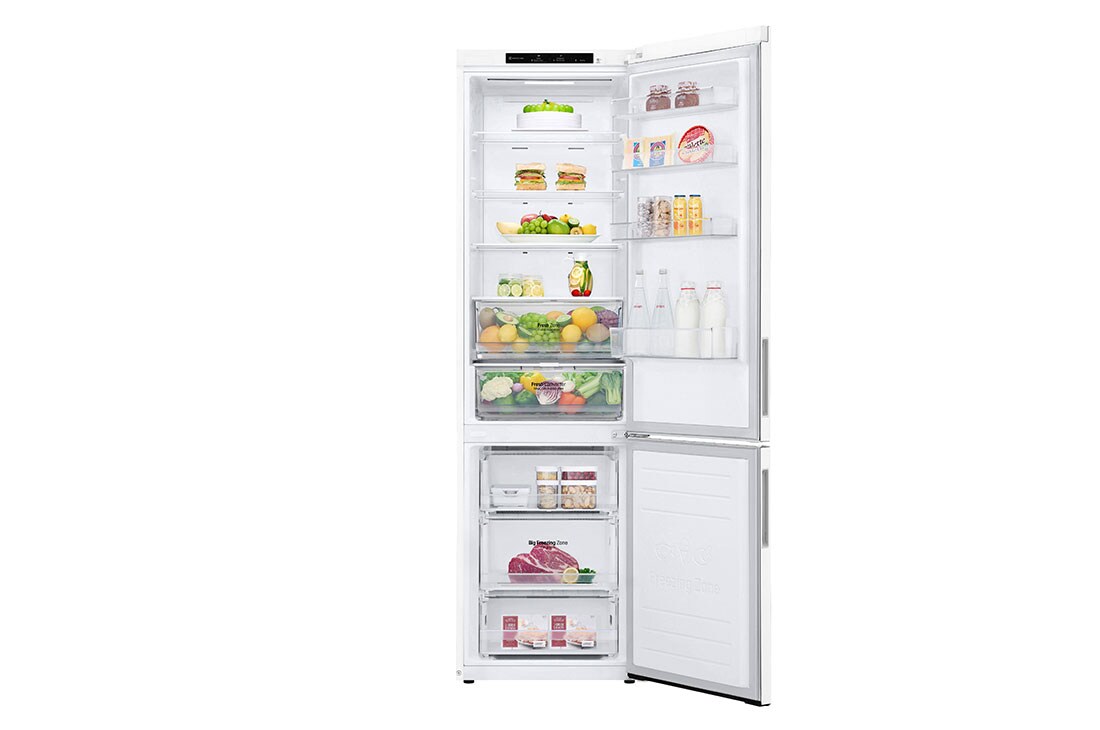 LG GBP62SWNGN 2.03M 384L Jääkaappipakastimet (Valkoinen) - EnergialuokkaD, Door Cooling™ja Smart Diagnosis™, front view with food, GBP62SWNGN, thumbnail 2