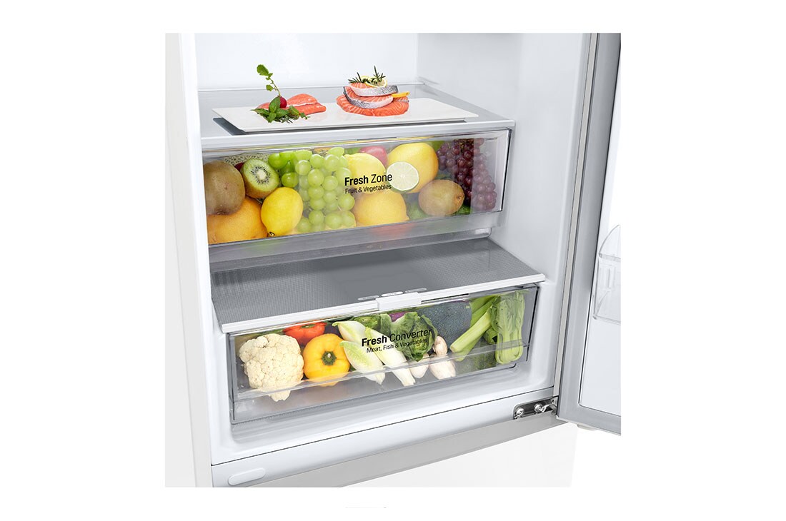LG GBP62SWNGN 2.03M 384L Jääkaappipakastimet (Valkoinen) - EnergialuokkaD, Door Cooling™ja Smart Diagnosis™, freezer  view with food, GBP62SWNGN, thumbnail 5