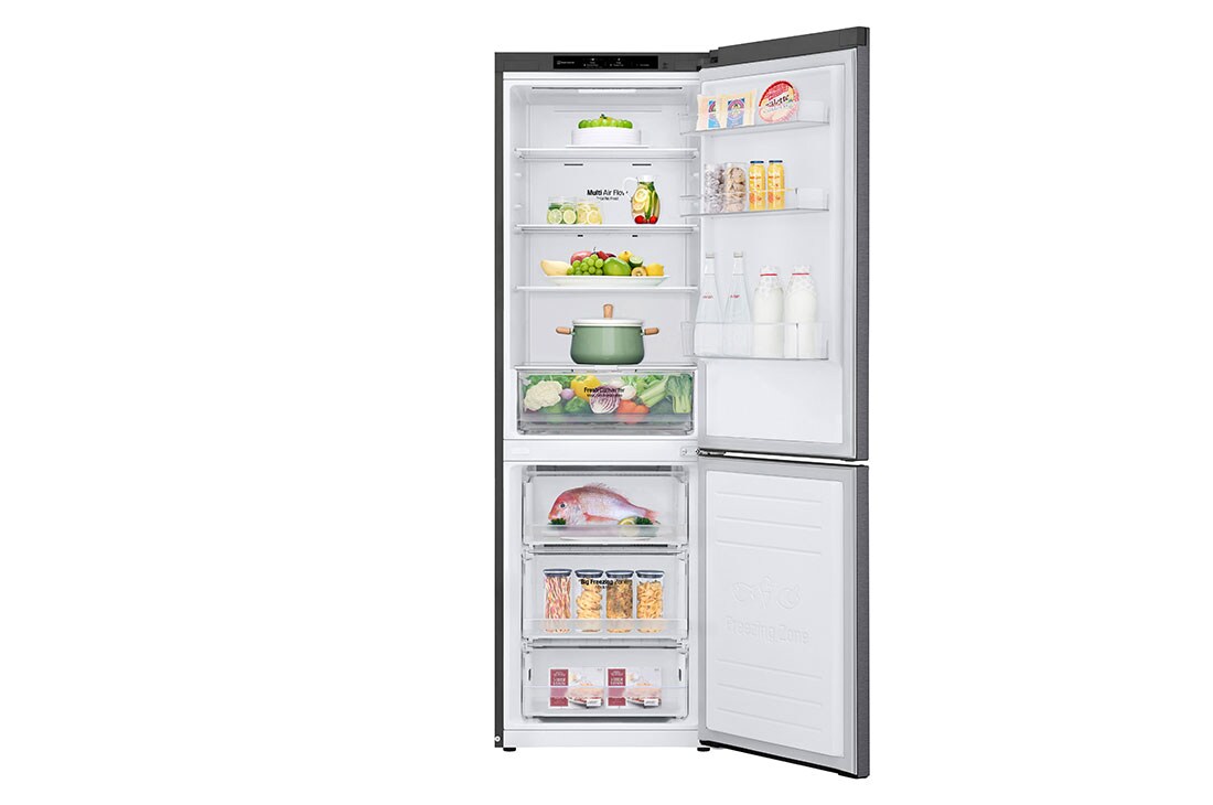 LG GBP61DSPGN 1.86M 341L Jääkaappipakastimet (Dark Silver) - Energialuokka D, Door Cooling™ja Smart Diagnosis™, front view with food, GBP61DSPGN, thumbnail 2