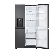 LG 641L Side by Side (Matte Black), Energialuokka E, Vesi/jää ilman vesijohtoliitäntää, Smart Diagnosis™ , right door open without food , GSJC41EPPE, thumbnail 5