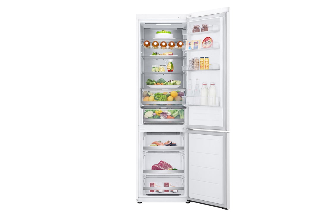 LG 2.03M 387L Jääkaappipakastimet (Valkoinen) - Energialuokka C, Door Cooling™ ja Smart Diagnosis™ ja Wi-Fi, top single door open , GBV5250CSW, thumbnail 2