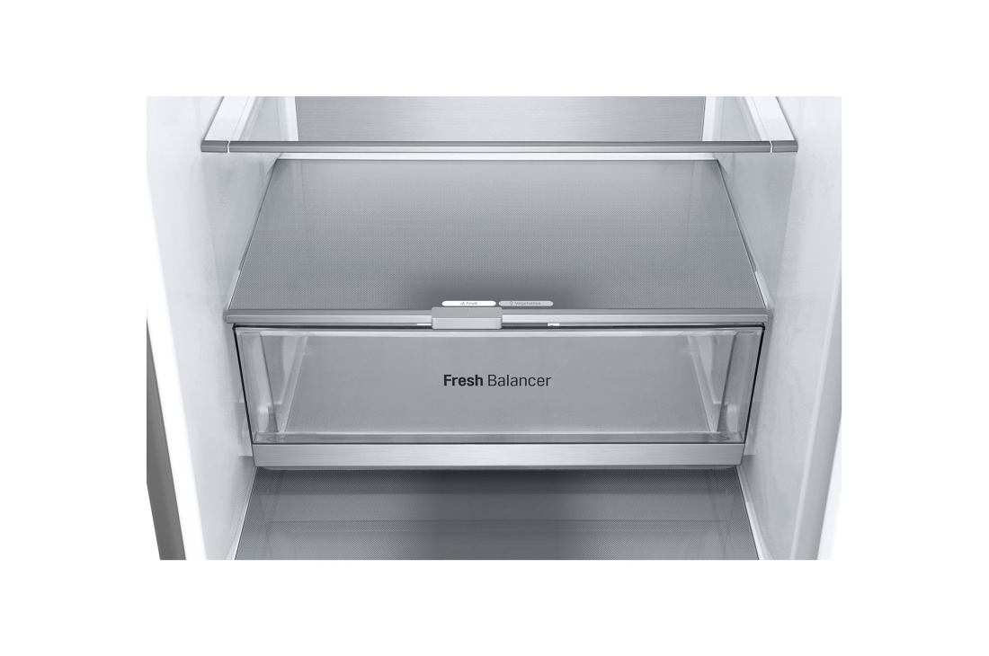LG 1.86M 344L Jääkaappipakastimet (Prime Silver) - Energialuokka D, Nature Fresh, Door Cooling+™ ja Smart Diagnosis™, front empty view, GBV7180DPY, thumbnail 7