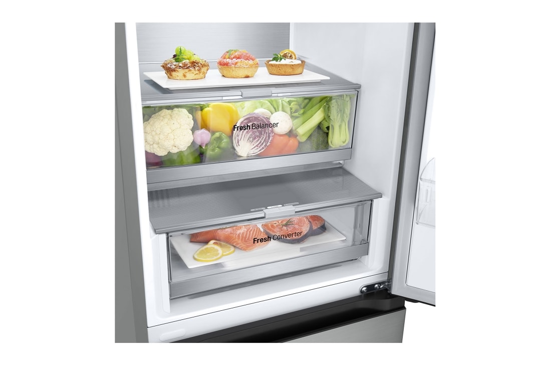 LG 1.86M 344L Jääkaappipakastimet (Prime Silver) - Energialuokka D, Nature Fresh, Door Cooling+™ ja Smart Diagnosis™, bottom zoom view, GBV7180DPY, thumbnail 9