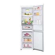 LG 1.86M 344L Jääkaappipakastimet (Valkoinen) - Energialuokka E, Nature Fresh, Door Cooling+™ ja Smart Diagnosis™, Front all door open with food, GBV3100ESW, thumbnail 3