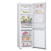 LG 1.86M 344L Jääkaappipakastimet (Valkoinen) - Energialuokka E, Nature Fresh, Door Cooling+™ ja Smart Diagnosis™, Left side all door open with food, GBV3100ESW, thumbnail 12