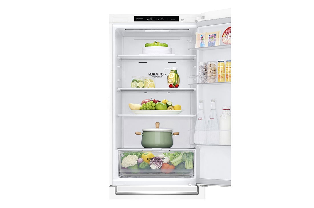 LG GBP61SWPGN 1.86M 341L Jääkaappipakastimet (Valkoinen) - Energialuokka D, Door Cooling™ja Smart Diagnosis™, top detailed view with food, GBP61SWPGN, thumbnail 10