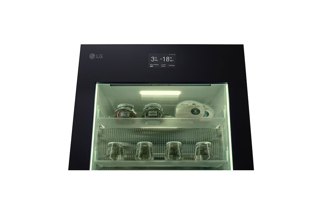 LG 186M 352L Jääkaappipakastimet(Essence Black) - Energialuokka D, InstaView™, Nature Fresh, Door Cooling+™ Smart Diagnosis™ kanssa Wi-Fi, closeup view of display, GBG7190CEV, thumbnail 13
