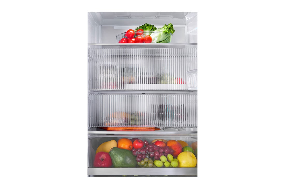 LG 186M 352L Jääkaappipakastimet(Essence Black) - Energialuokka D, InstaView™, Nature Fresh, Door Cooling+™ Smart Diagnosis™ kanssa Wi-Fi, food stored and covered, GBG7190CEV, thumbnail 9
