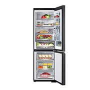 LG 186M 352L Jääkaappipakastimet(Essence Black) - Energialuokka D, InstaView™, Nature Fresh, Door Cooling+™ Smart Diagnosis™ kanssa Wi-Fi, front open with food stored, GBG7190CEV, thumbnail 2