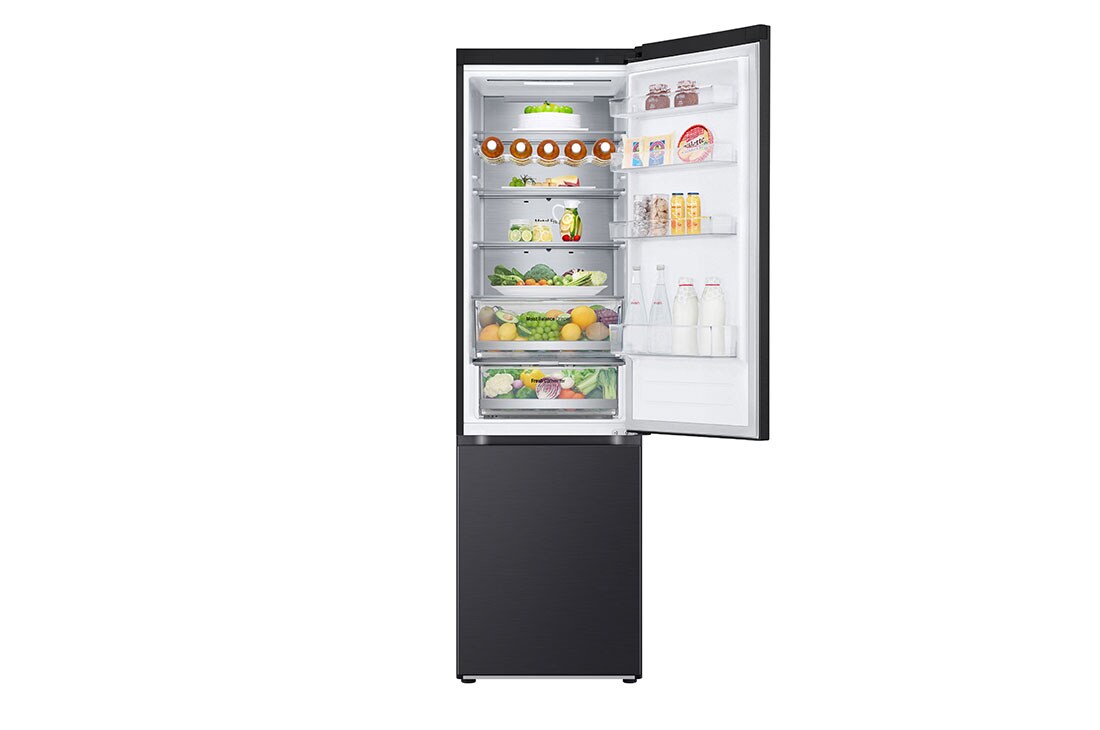 LG 2.03M 387L Jääkaappipakastimet(Matte Black) - Energialuokka D, Door Cooling™ ja Smart Diagnosis™ kanssa Wi-Fi, Top view open food, GBV5250DEP, thumbnail 4