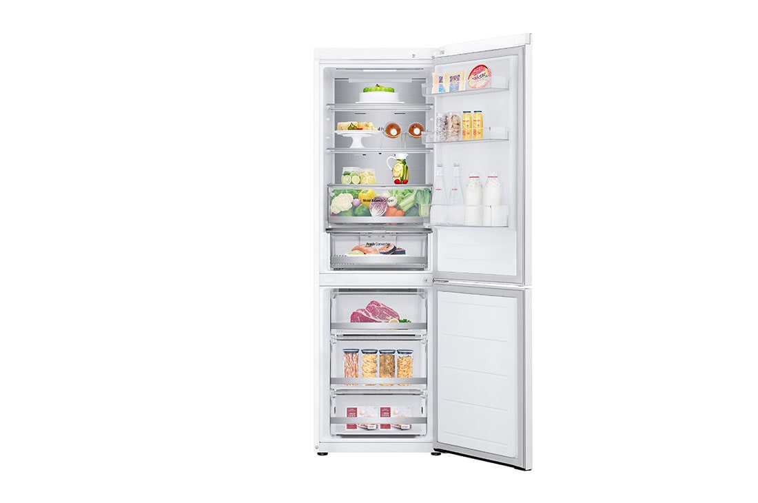 LG 1.86M 344L Jääkaappipakastimet(Valkoinen) - Energialuokka D, Door Cooling™ ja Smart Diagnosis™ kanssa Wi-Fi, Front all open food view, GBV5150DSW, thumbnail 2