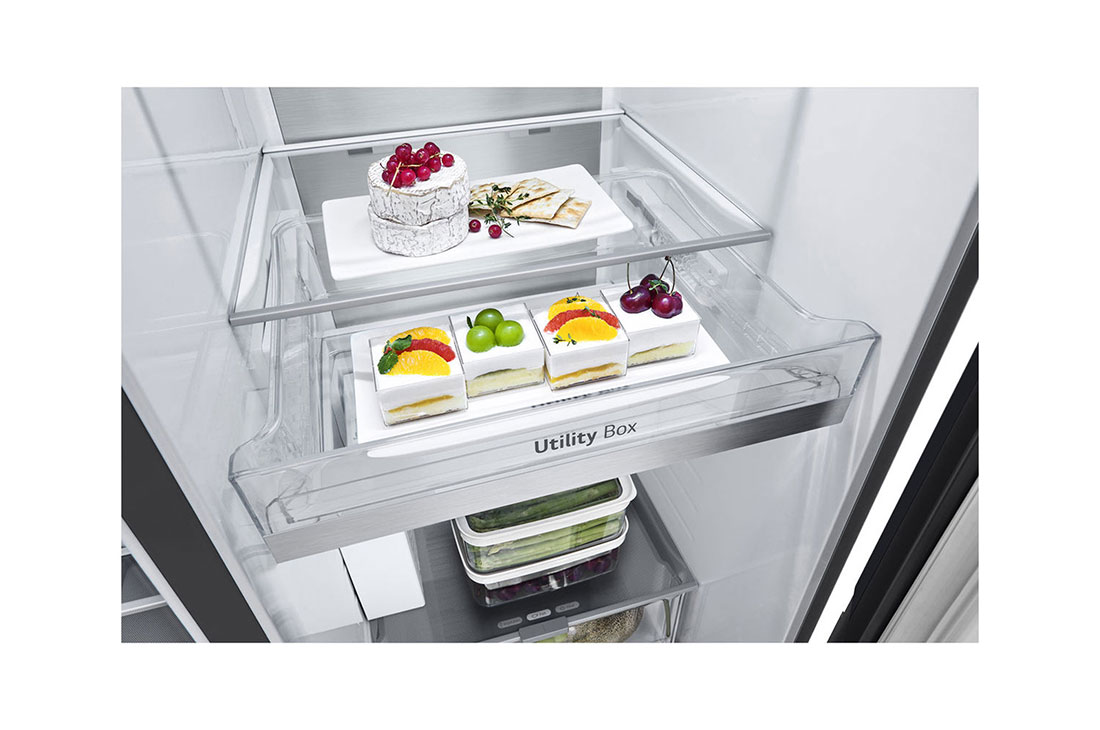 LG 628L InstaView Door in Door™ Side by Side (Essence Black), Energialuokka D, Vesi/jää ilman vesijohtoliitäntää, Smart Diagnosis™ ja Wi-Fi, GSXE91EVAD, thumbnail 9