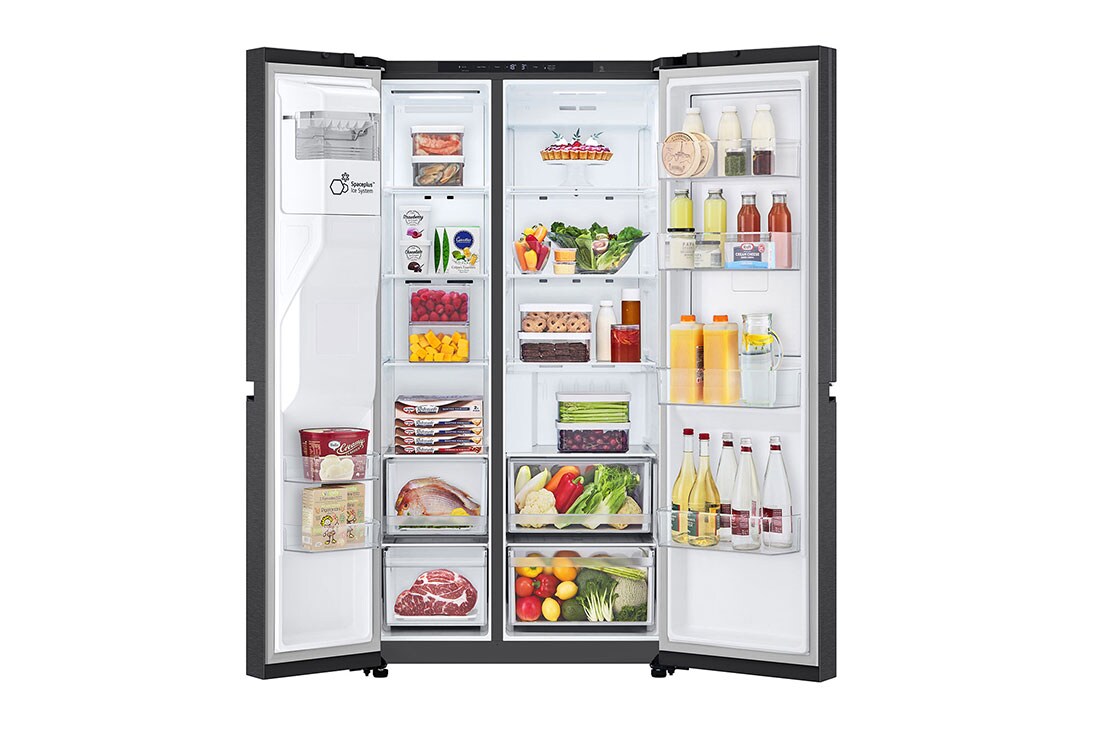 LG 638L Door in Door™ Side by Side (Matte Black), Energialuokka E, Vesi/jää ilman vesijohtoliitäntää, Smart Diagnosis™ , Front open, GSJC40EPPE, thumbnail 2