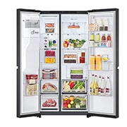 LG 638L Door in Door™ Side by Side (Matte Black), Energialuokka E, Vesi/jää ilman vesijohtoliitäntää, Smart Diagnosis™ , Front open, GSJC40EPPE, thumbnail 2