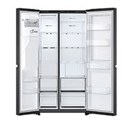 LG 638L Door in Door™ Side by Side (Matte Black), Energialuokka E, Vesi/jää ilman vesijohtoliitäntää, Smart Diagnosis™ , Front open, GSJC40EPPE, thumbnail 3