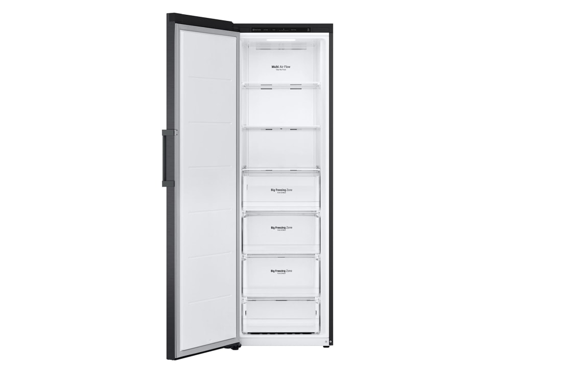 LG                             324L: n Erillinen pakastin (Matte Black) - Energialuokka D, Total No Frost, Express Freeze   , Open view without food, GFT41MCGSF, thumbnail 3