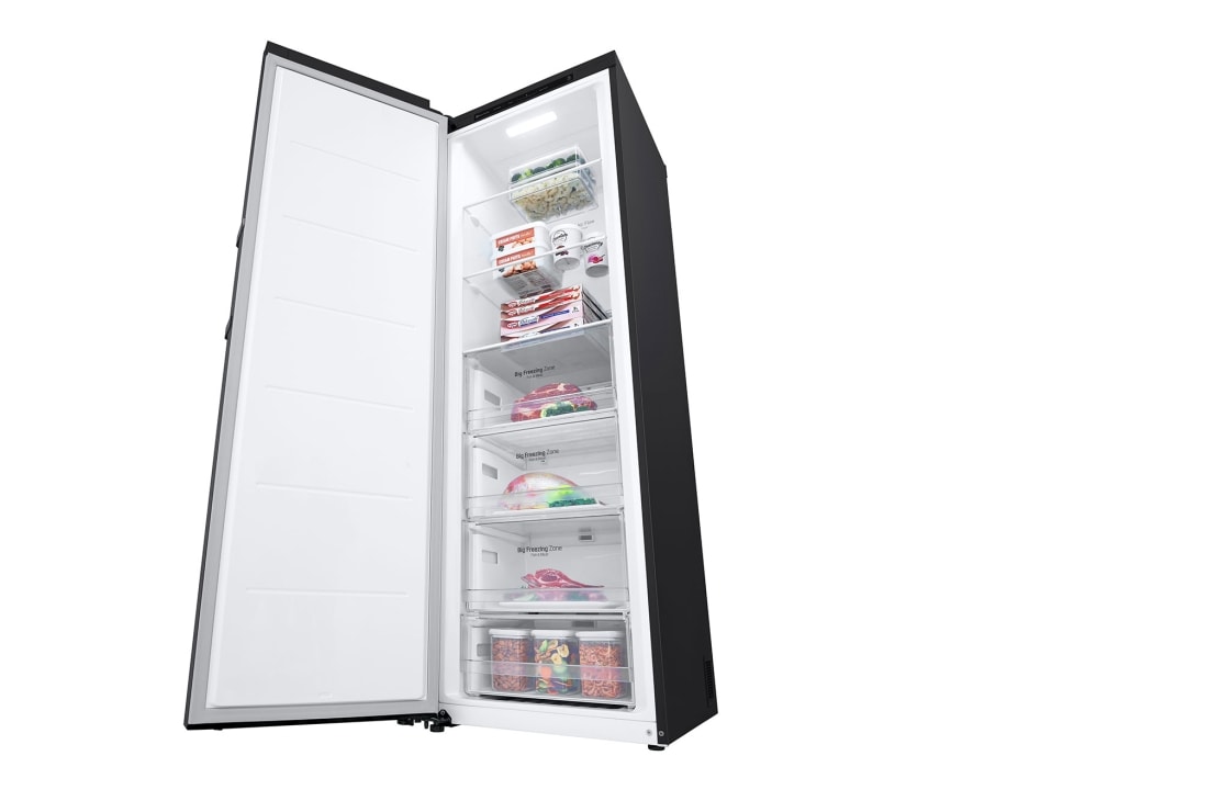 LG                             324L: n Erillinen pakastin (Matte Black) - Energialuokka D, Total No Frost, Express Freeze   , Perspective, GFT41MCGSF, thumbnail 5