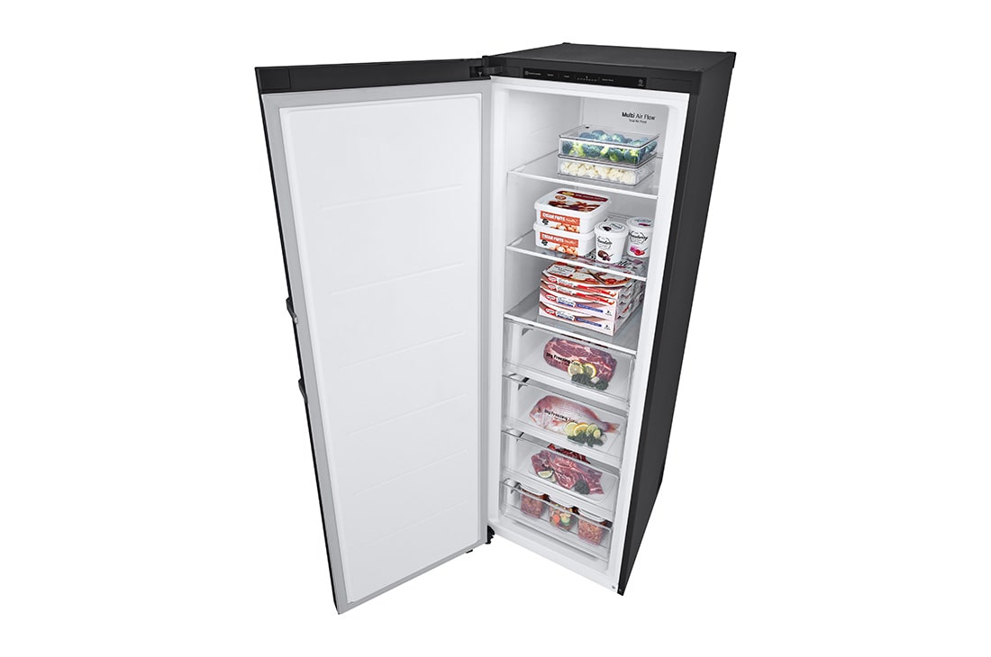 LG                             324L: n Erillinen pakastin (Matte Black) - Energialuokka D, Total No Frost, Express Freeze   , toprightopen food, GFT41MCGSF, thumbnail 14
