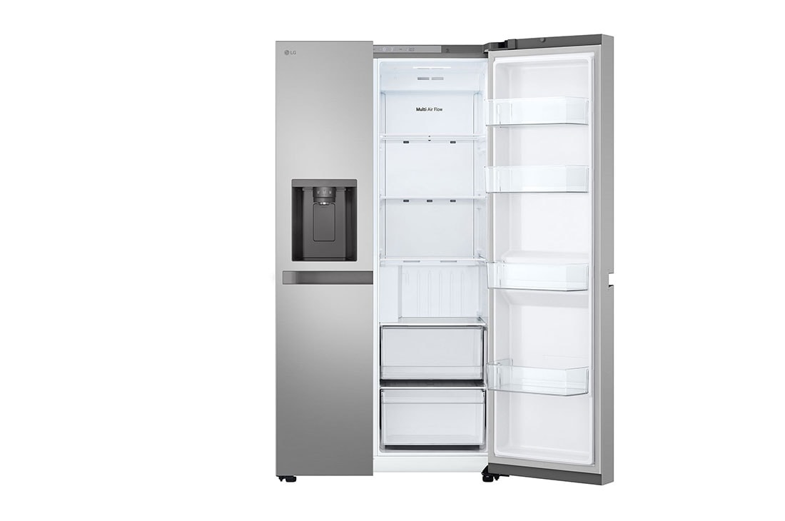 LG 638L Side by Side (Prime Silver), Energialuokka E, Vesi/jää ilman vesijohtoliitäntää, Smart Diagnosis™, Front Right Open Food, GSLC40PYPE, thumbnail 11