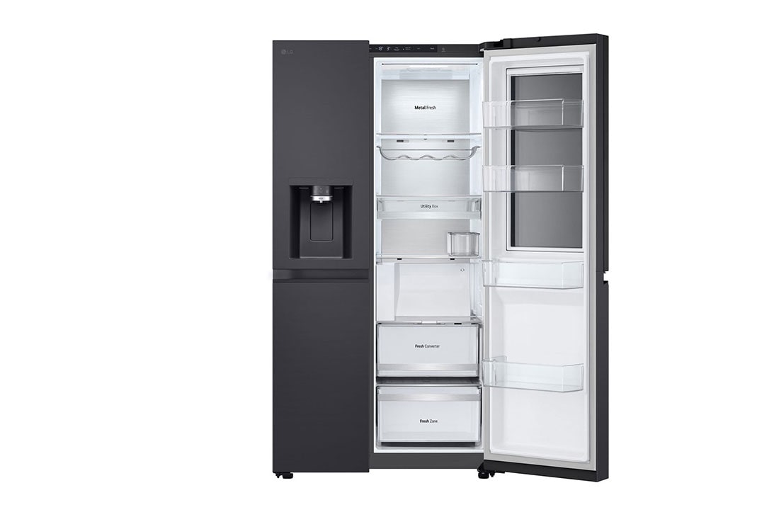 LG 628L InstaView Door in Door™ Side by Side (Essence Black), Energialuokka D, Vesi/jää ilman vesijohtoliitäntää, Smart Diagnosis™ ja Wi-Fi, Vasen näkymä, GSXE90EVAD, thumbnail 10