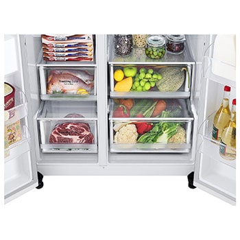 LG 662L Side by Side (Valkoinen), Energialuokka E, Smart Diagnosis™, inside view, GSBC40SWPE, thumbnail 4