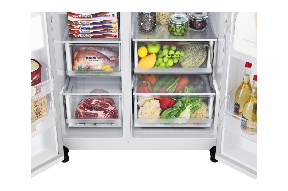 LG 662L Side by Side (Valkoinen), Energialuokka E, Smart Diagnosis™, inside view, GSBC40SWPE, thumbnail 4
