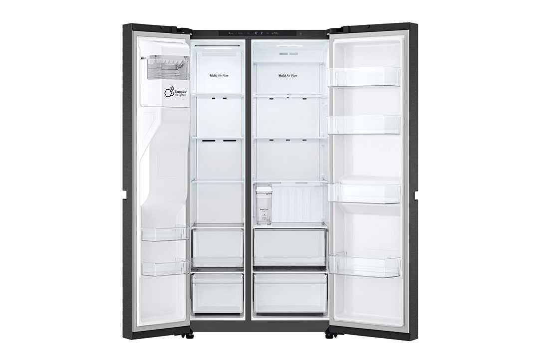 LG 641L Door in Door™ Side by Side (Matte Black), Energialuokka E, Vesi/jää vesijohtoliitännällä, Smart Diagnosis™ , Double door open , GSLC41EPPE, thumbnail 3