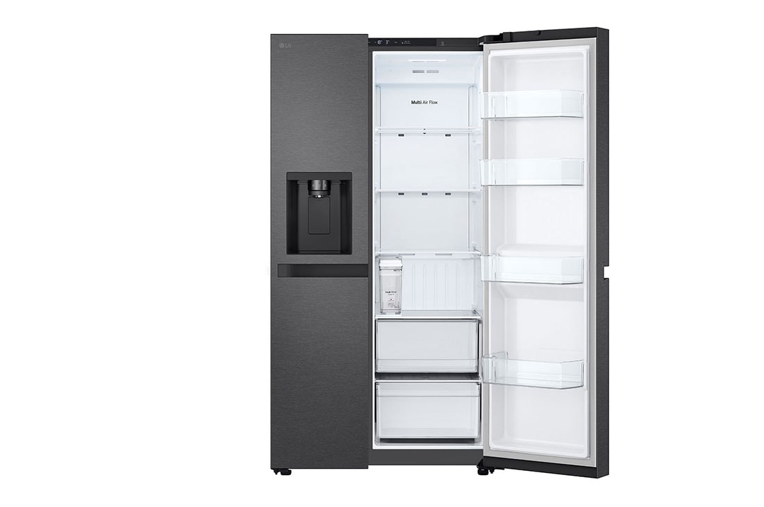 LG 641L Door in Door™ Side by Side (Matte Black), Energialuokka E, Vesi/jää vesijohtoliitännällä, Smart Diagnosis™ , single door open, GSLC41EPPE, thumbnail 10