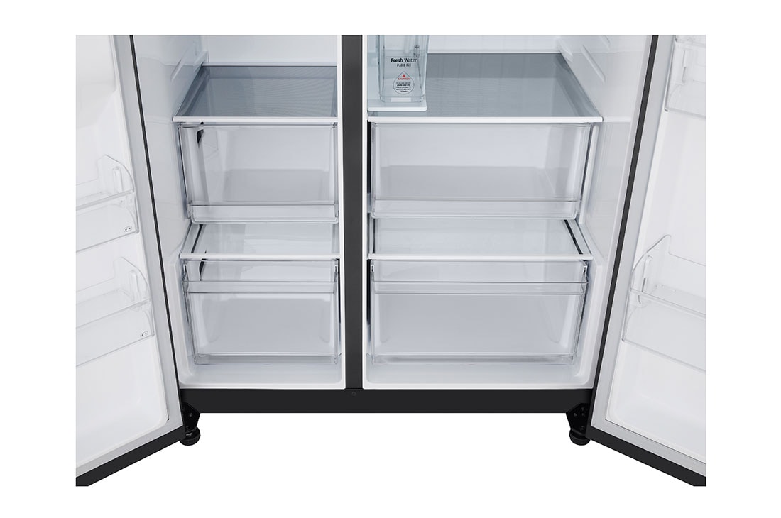 LG 641L Door in Door™ Side by Side (Matte Black), Energialuokka E, Vesi/jää vesijohtoliitännällä, Smart Diagnosis™ , inside perspective, GSLC41EPPE, thumbnail 8