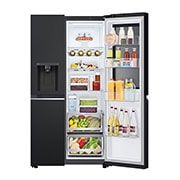 LG 635L InstaView™ Side by Side (Matte Black), Energialuokka E, Vesi/jää vesijohtoliitännällä, Smart Diagnosis™ ja Wi-Fi, _InstaView_LightOn_Hand, GSGV81EPLL, thumbnail 5