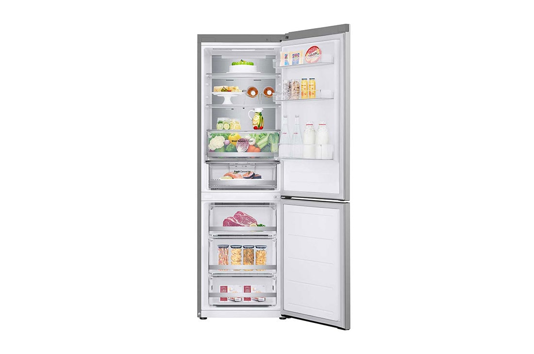 LG 1.86M 344L Jääkaappipakastimet (Prime Silver) - Energialuokka D, Nature Fresh, Door Cooling+™ ja Smart Diagnosis™ Wi-Fi, Front all open food view, GBV5150DPY, thumbnail 2