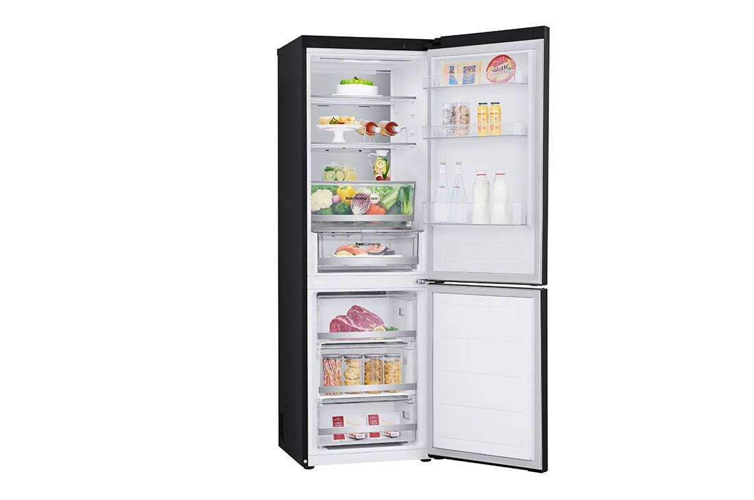 LG 1.86M 344L Jääkaappipakastimet (Essence Matte Black) - Energialuokka D, Nature Fresh, Door Cooling+™ ja Smart Diagnosis™ Wi-Fi, left side view without food, GBV5150DEP, thumbnail 11