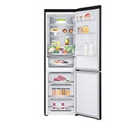 LG 1.86M 344L Jääkaappipakastimet (Essence Matte Black) - Energialuokka D, Nature Fresh, Door Cooling+™ ja Smart Diagnosis™ Wi-Fi, front open view with out food , GBV5150DEP, thumbnail 2