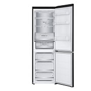 LG 1.86M 344L Jääkaappipakastimet (Essence Matte Black) - Energialuokka D, Nature Fresh, Door Cooling+™ ja Smart Diagnosis™ Wi-Fi, front open view with  food , GBV5150DEP, thumbnail 3