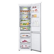 LG 2.03M 387L Jääkaappipakastimet (Valkoinen) - Energialuokka D, Door Cooling™ ja Smart Diagnosis™ ja Wi-Fi, front open food, GBV5250DSW, thumbnail 3