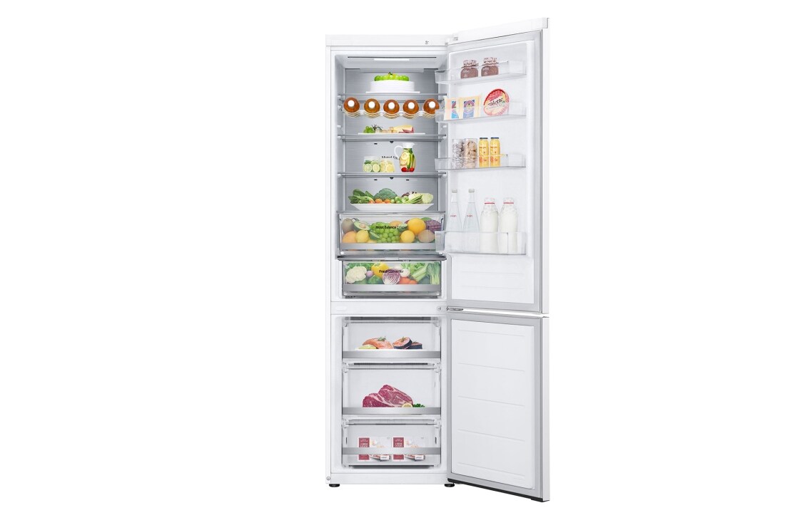 LG 2.03M 387L Jääkaappipakastimet (Valkoinen) - Energialuokka D, Door Cooling™ ja Smart Diagnosis™ ja Wi-Fi, front open food, GBV5250DSW, thumbnail 3