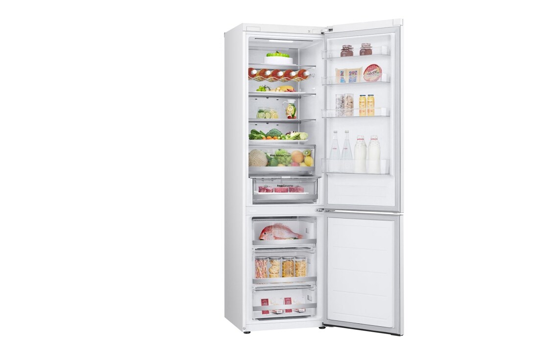 LG 2.03M 387L Jääkaappipakastimet (Valkoinen) - Energialuokka D, Door Cooling™ ja Smart Diagnosis™ ja Wi-Fi, left open food, GBV5250DSW, thumbnail 11