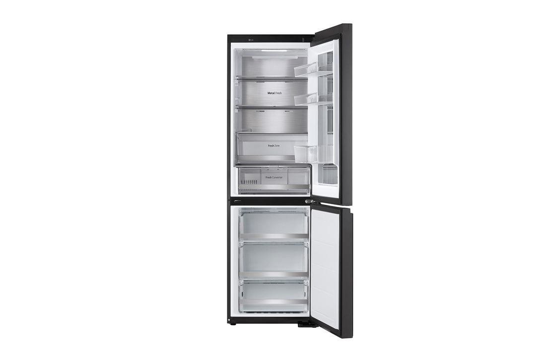 LG 186M 349L Jääkaappipakastimet(Essence Black) - Energialuokka C, InstaView™, Nature Fresh, Door Cooling+™ Smart Diagnosis™ Wi-Fi, front open, GBG5160CEV, thumbnail 3