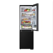 LG 186M 349L Jääkaappipakastimet(Essence Black) - Energialuokka C, InstaView™, Nature Fresh, Door Cooling+™ Smart Diagnosis™ Wi-Fi, Top door open with food stored, GBG5160CEV, thumbnail 4