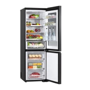 LG 186M 349L Jääkaappipakastimet(Essence Black) - Energialuokka C, InstaView™, Nature Fresh, Door Cooling+™ Smart Diagnosis™ Wi-Fi, Right side open with food stored, GBG5160CEV, thumbnail 15